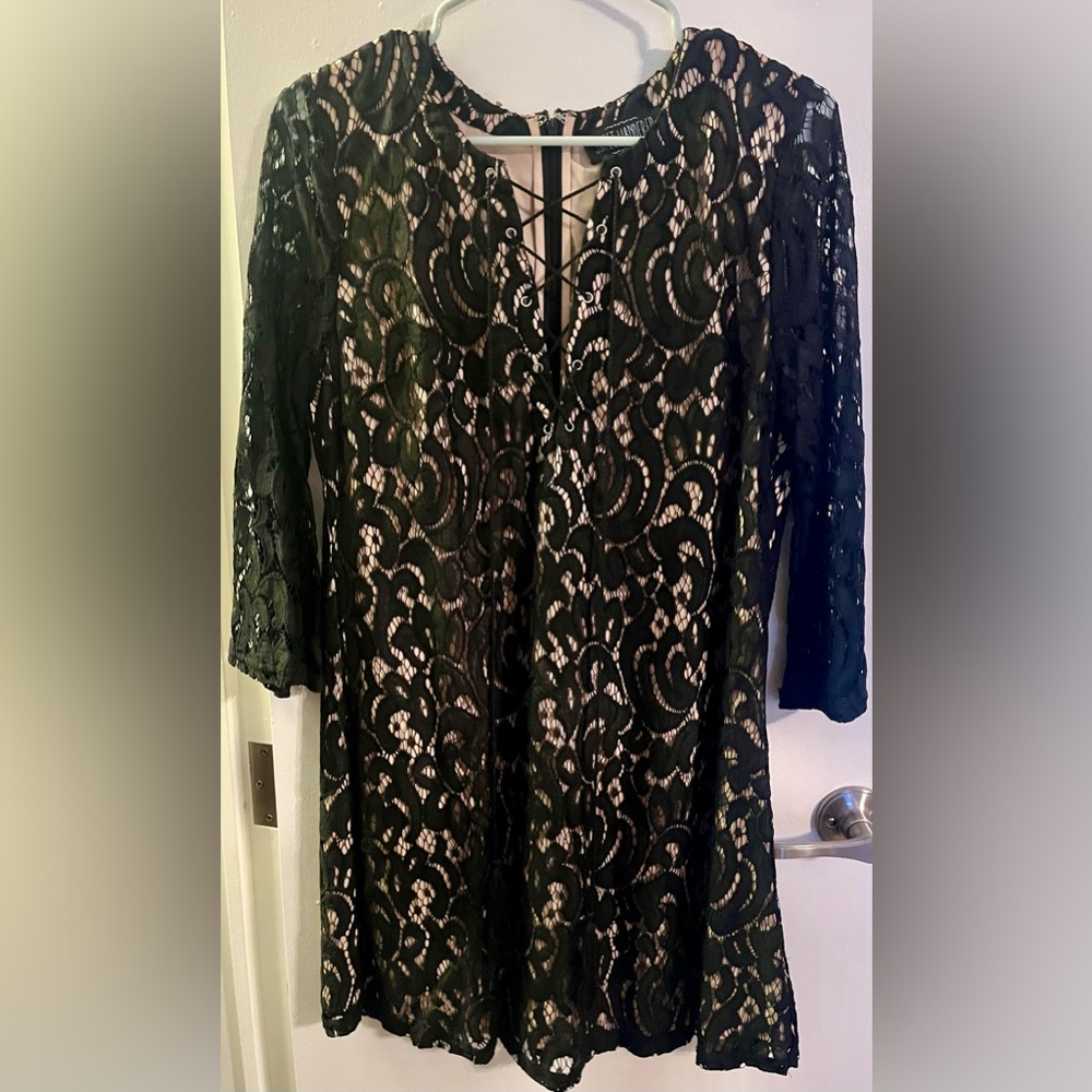 Lace Long Sleeve Mini Dress
